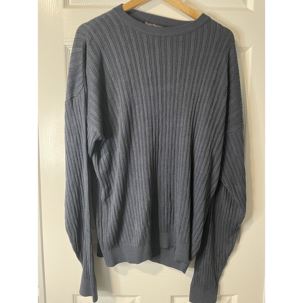 Barry Bricken‎ Textured Ribbed Knit V Neck Long Sleeve Pullover Sweater Top Silk - Picture 2 of 4
